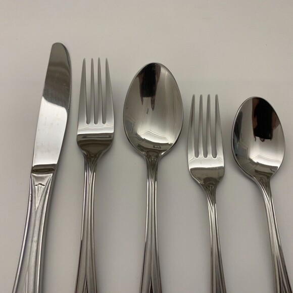 Hampton Silversmiths 235 Stainless Steel Forks Spoons Knife 18/10 Ribbed 5 Pcs - Picture 2 of 6